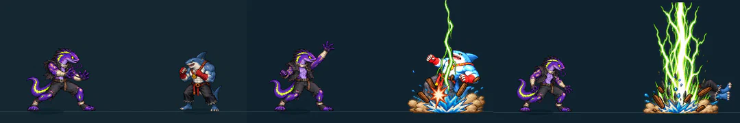 Three frames of ESKOM, from the game's move list