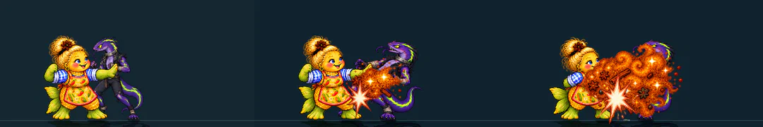 Three frames of GARAM MASALA, from the game's move list