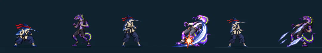 Three frames of SPOOKLEM, from the game's move list